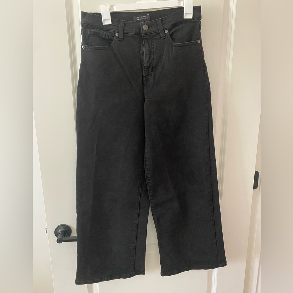 Banana Republic Black High-Rise Wide-Leg Jeans